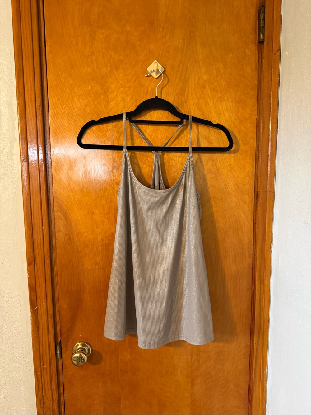 Tavi Taupe with Gold Metallic Flecks Strappy Tank Top